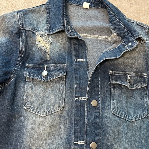 Blue denim distressed jacket size L - Picture 3 of 7